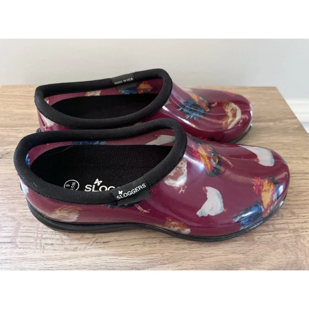 SLOGGERS Womens 6 GARDEN‎ Shoe Rain Boot Barn Chicken Waterproof Dark Red W1